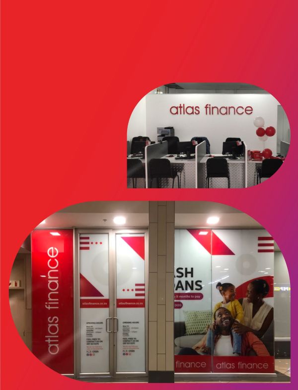 Collage of Atlas Finance's Bredasdorp branch.