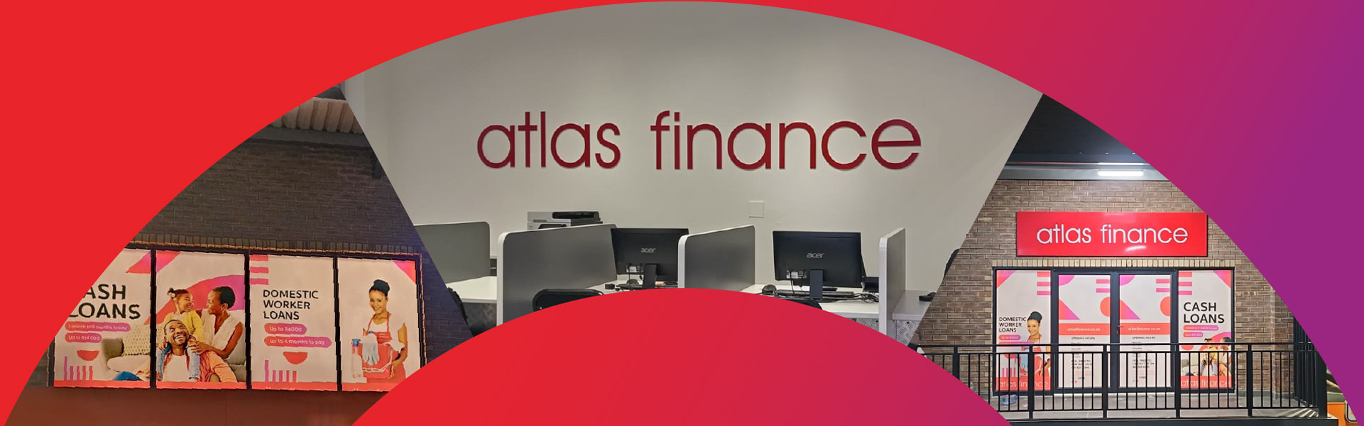 Collage of Atlas Finance's Lusikisiki branch, offering fast cash loans.
