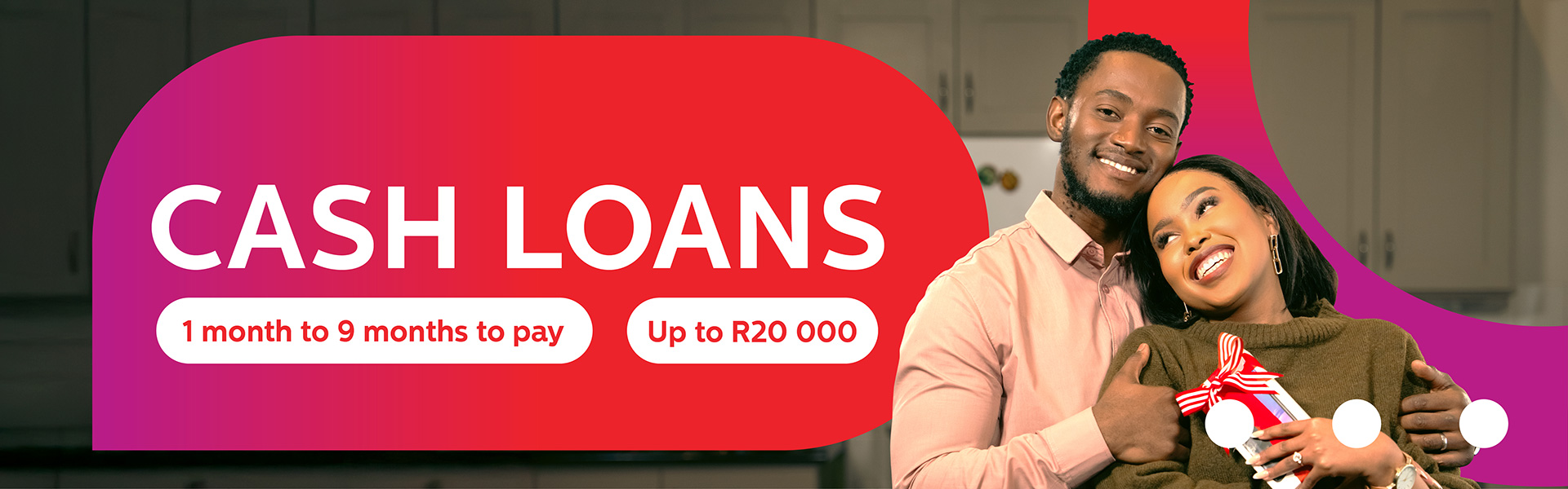 Happy couple smiling after being approved for an Atlas Finance cash loan.